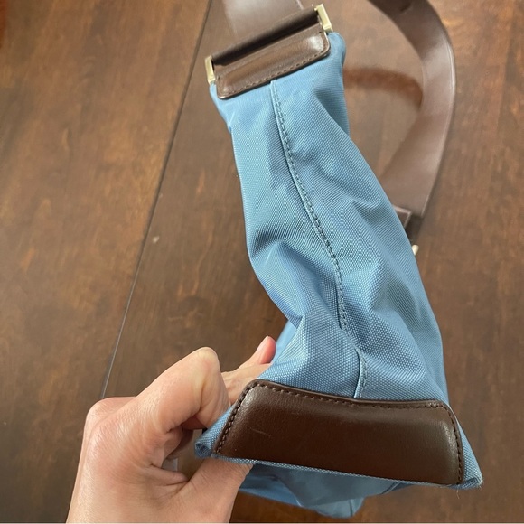 TUMI Nylon and Leather Shoulder Bag Light Blue Brown - Picture 3 of 8